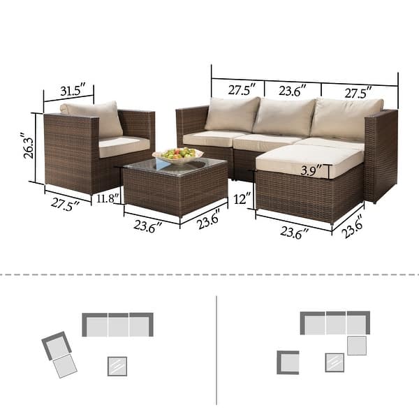 Corvus Trey Outdoor 6-piece Aluminum Resin Wicker Sofa Set