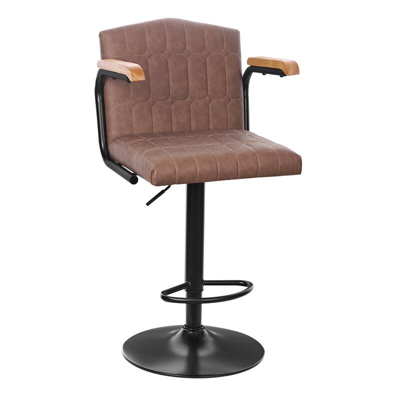 2/4 Pack Flocked Bar Stools Swivel 35.4"-43.3" Adjustable Height Arms Counter Bar Height Kitchen Island Set