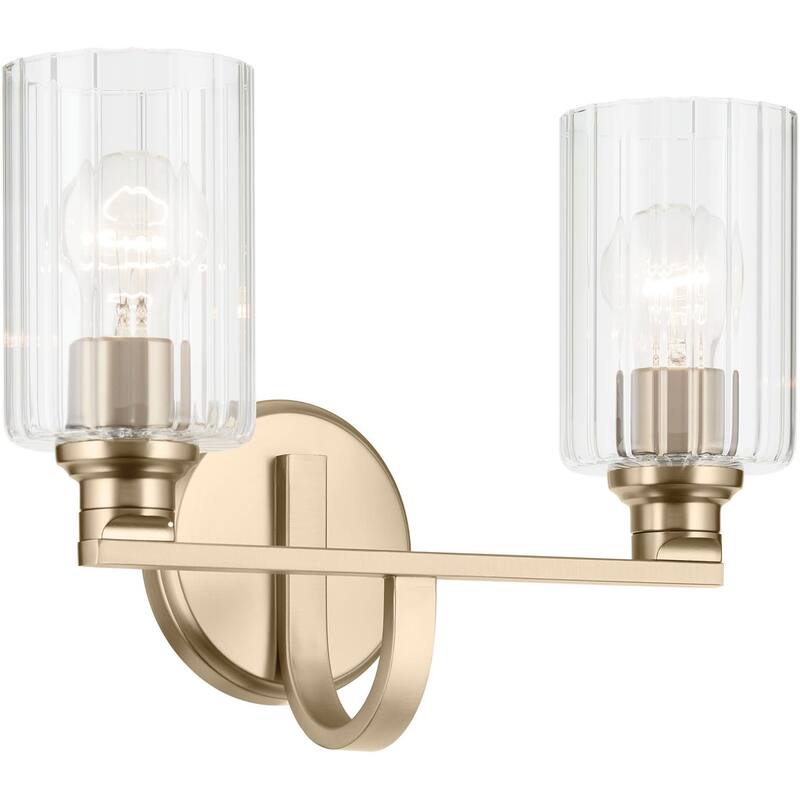 Kichler 55225FLU Gioe 2 Light 14" Wide Vanity Light with Clear Fluted - Champagne Bronze