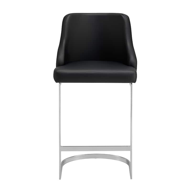 Velvet/ Faux Leather Upholstered Counter Stools, Set of 2 - 18.9"W x 20.5"D x 36.6"H