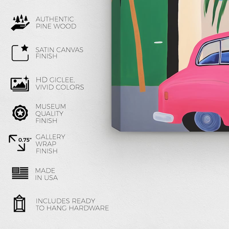 Wynwood Studio Canvas Animals Best Friend in the Car Pink and Nautical & Coastal Wall Art Canvas Print