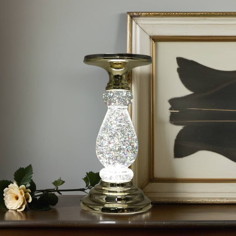 Lighted Candle holder with Swirling Glitter - 4.8*4.8*10.28