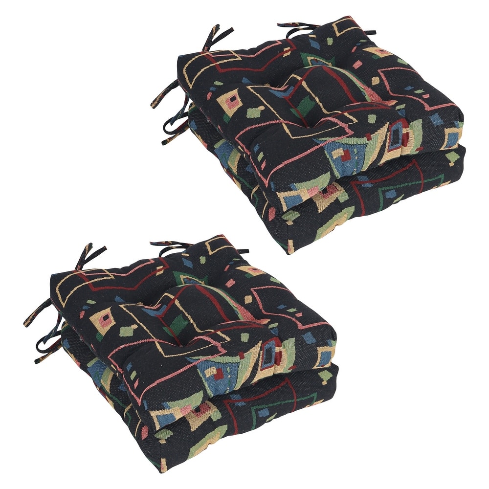 16-inch Square Woven Tapestry Tufted Chair Cushions (Set of 2 or 4) - 16 x 16