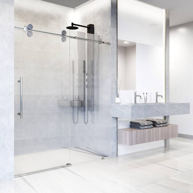 VIGO Elan 56" to 60" W x 74" H Frameless Sliding Shower Door