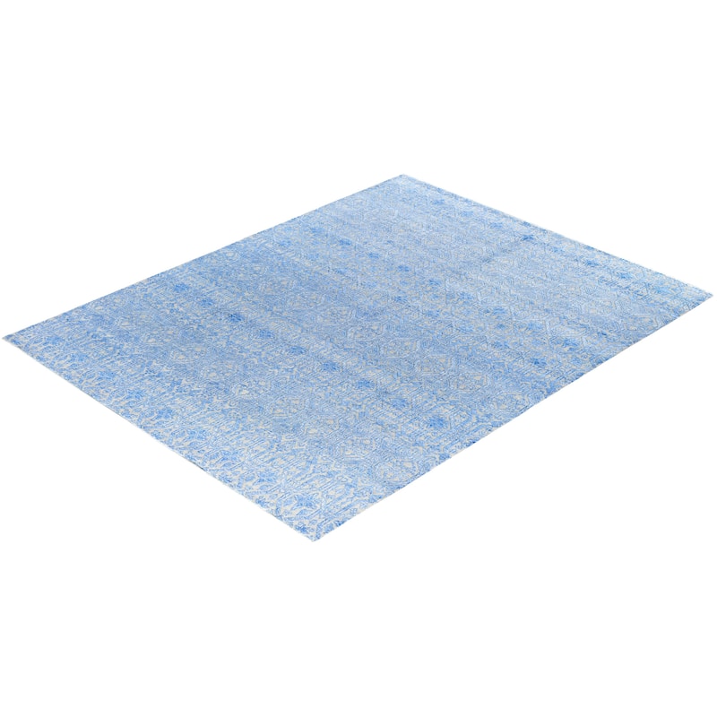 Ikat One-of-a-Kind Hand-Knotted Area Rug, Blue - 8' 0" x 10' 1"