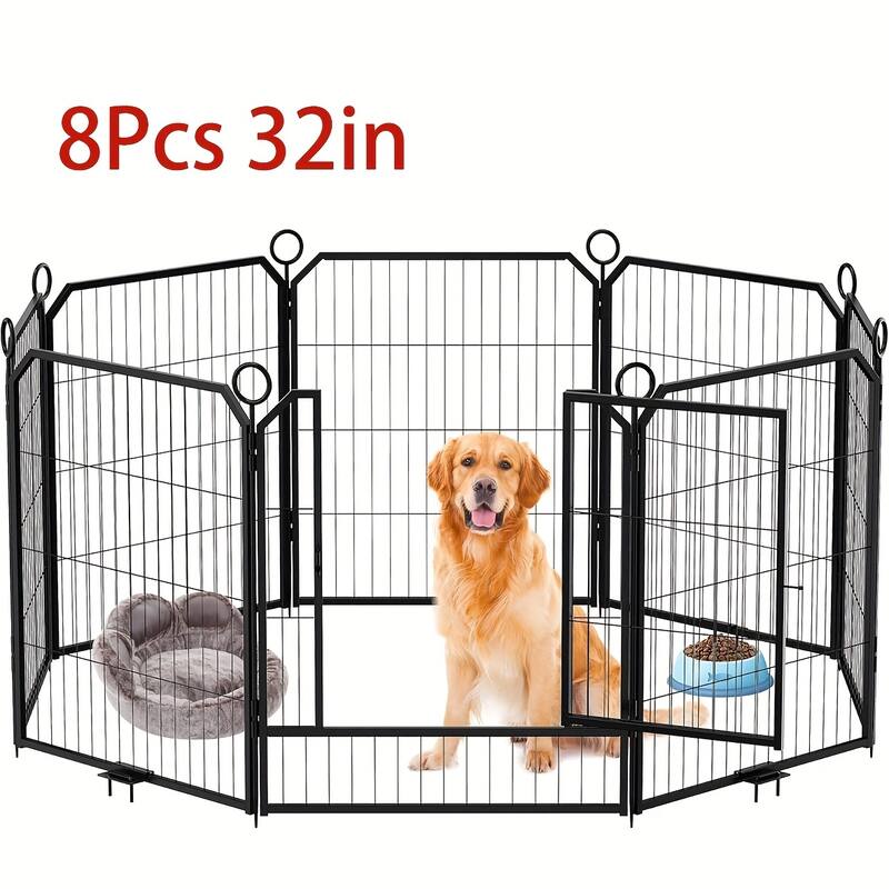 Portable Dog Playpen, Multi-Panels with Gate for Different Size Dogs - 8Pcs 32in