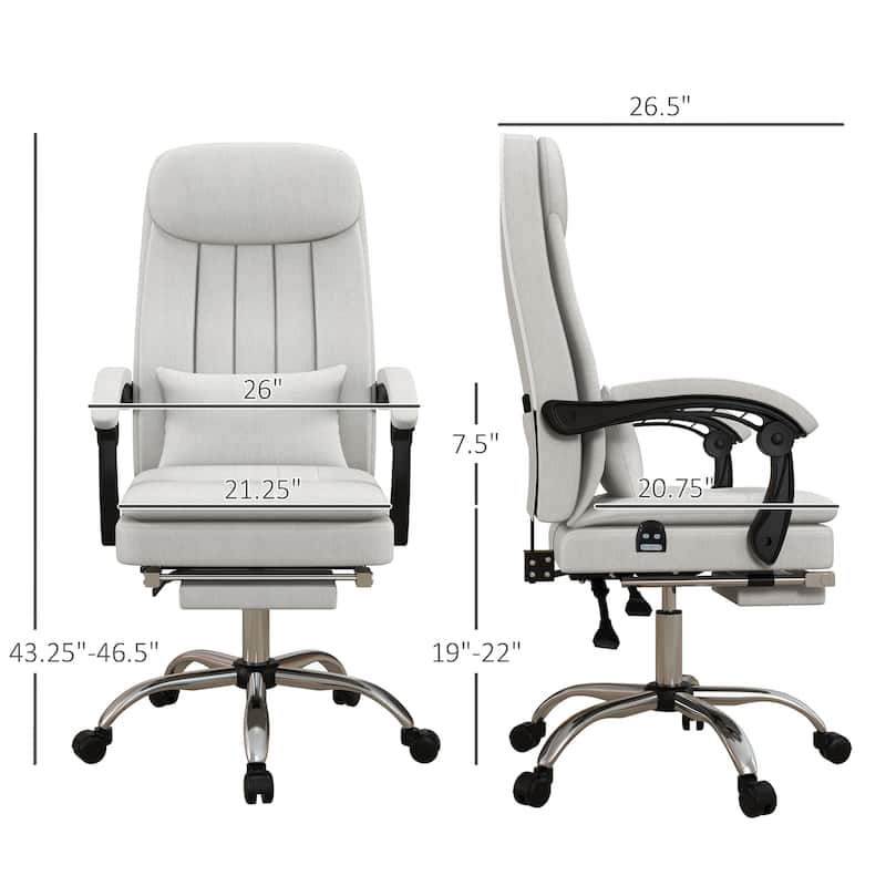 Vinsetto Microfibre Vibration Massage Office Chair, Heated Reclining Computer Chair with Footrest