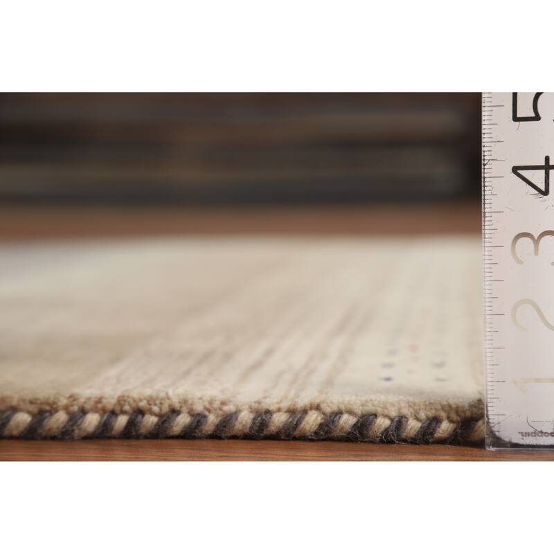 Hand Knotted Oriental 100% Wool Carpet Tribal Stripe Multi-Colored Gabbeh Area Rug - 5' 9'' X 4' 1''