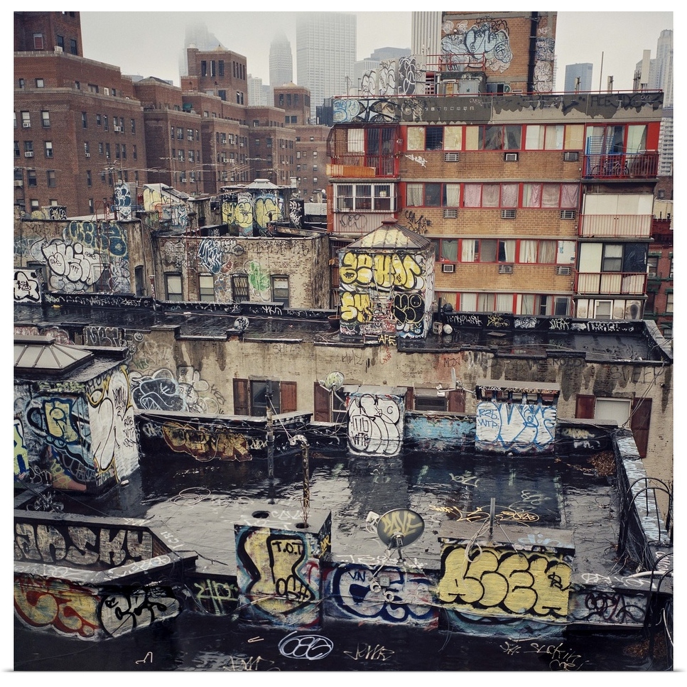 Rooftop graffiti Chinatown New York