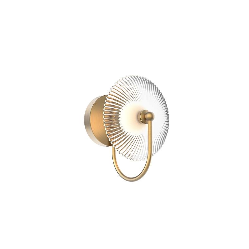 Alora Lighting WV417801 Hera 13" Tall Wall Sconce - Brushed Gold / Clear Ribbed Glass