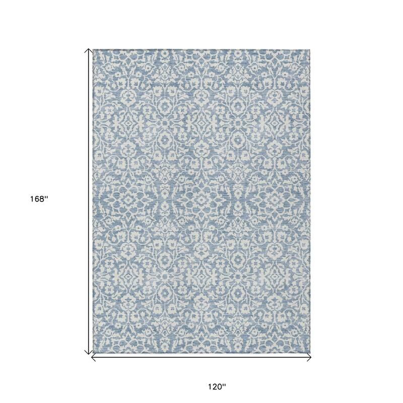 HomeRoots Damask Traditional Rectangle Outdoor Rug