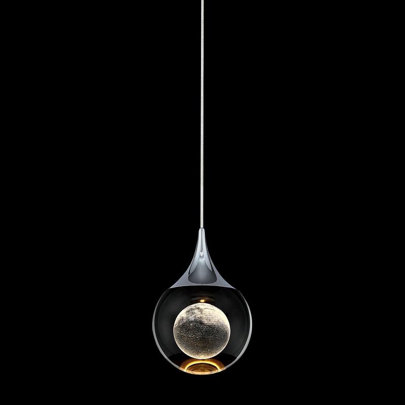 Moon Crystal 1-light Single Globe LED Hanging Pendant Light in Gold/ Chrome/Black/Coffee for Living Room