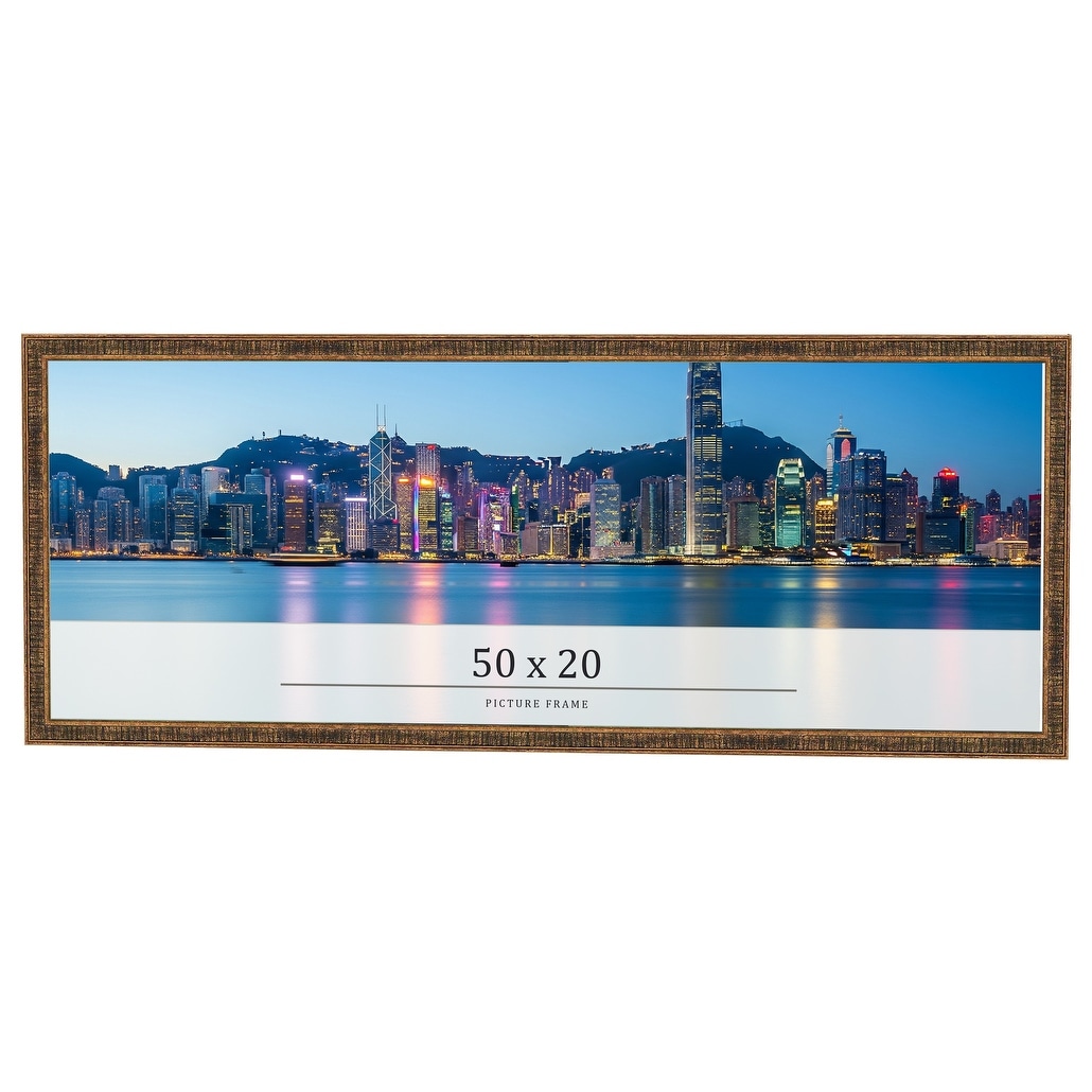 50x20 Frame Black Real Wood Picture Frame Kingsley Gold Distressed Photo Frame with UV Acrylic Foam Board Backing &