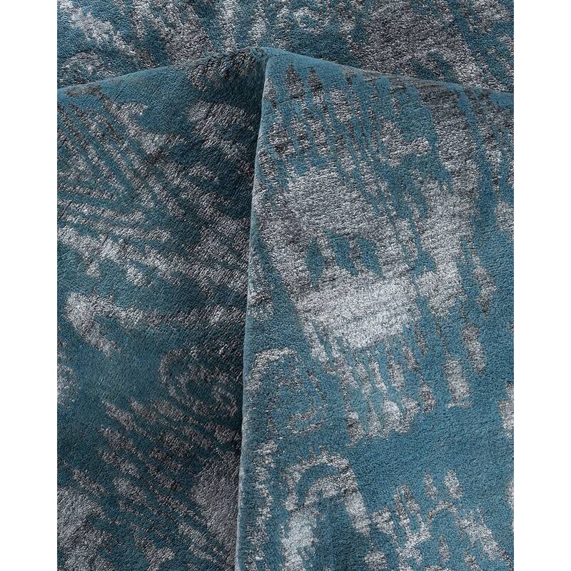 Ikat One-of-a-Kind Hand-Knotted Area Rug - Gray, 8' 10" x 12' 3" - 8' 10" x 12' 3"