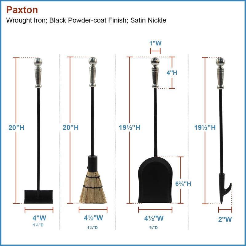 Achla Designs Paxton Set of 5 Mini Fireplace Tools, 22 Inch Tall