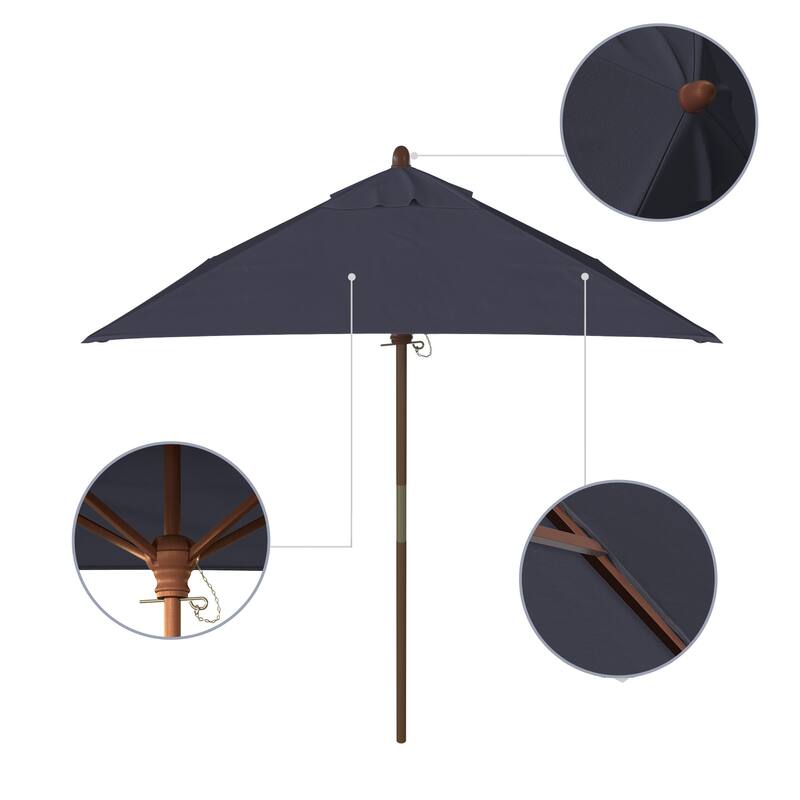 Port Lavaca 6ft Square, Sunbrella Fabric Wooden Patio Umbrella by Havenside Home, Base Not Included