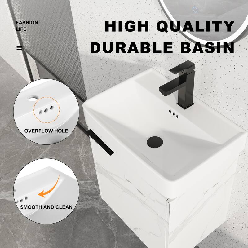 Bathroom Vanity With Sink In 16/20/24/30/36 Inch, Floating Bathroom Vanity With Soft Close Door