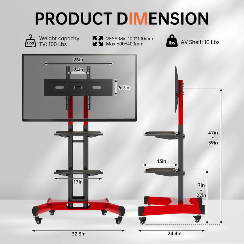 Rotatable height adjustable TV stand for 32–80 inch TVs Max VESA 600x400mm