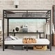 preview thumbnail 2 of 12, Queen Over Twin XL Metal Bunk Bed / Loft Bed with Desk and Shelves, Multiple Uses Bed Frame with LED Light and Charging Station