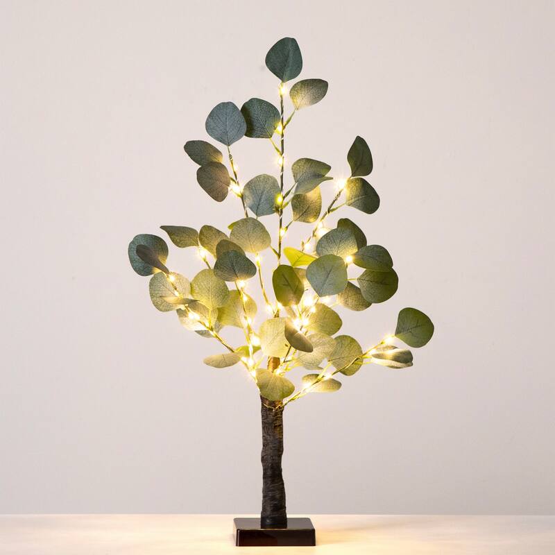 Pre-Lit Eucalyptus Artificial Tree - 2' - Warm White LED Lights