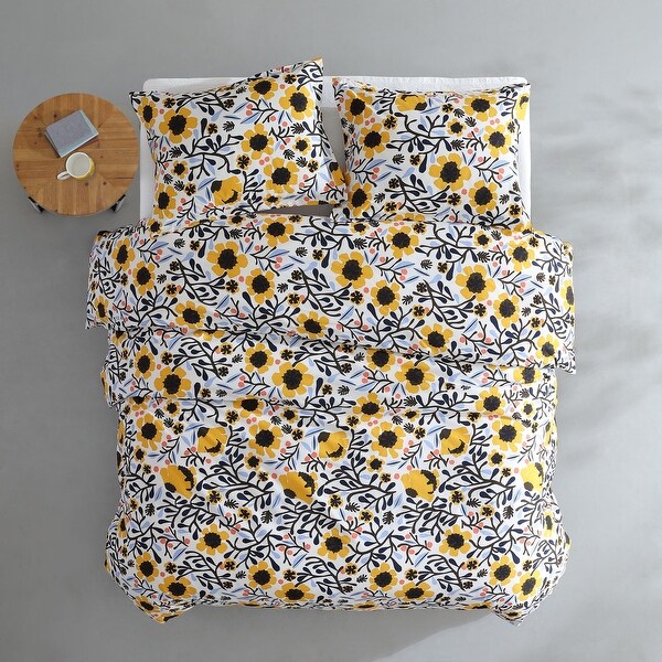 Marimekko Mykero Yellow Cotton Reversible Comforter Set - Bed Bath
