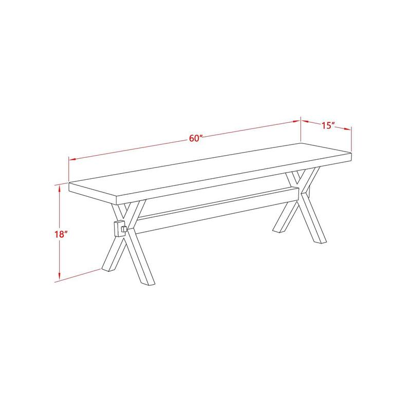 HomeStock 3-Piece Rectangle Distressed Jacobean Finish Solid Wood Top Dining Table with 2-Benches