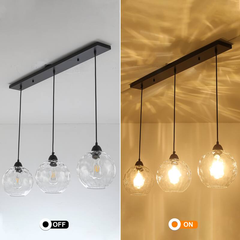 Modern Textured Glass Globe Pendant Light - Matte Black