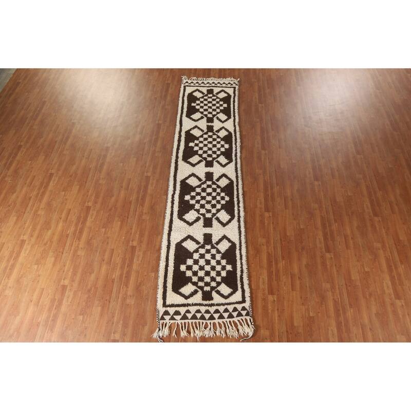 Anatolian Tribal Oriental Runner Rug Hand-knotted Wool Carpet - 3'1"x 12'9"