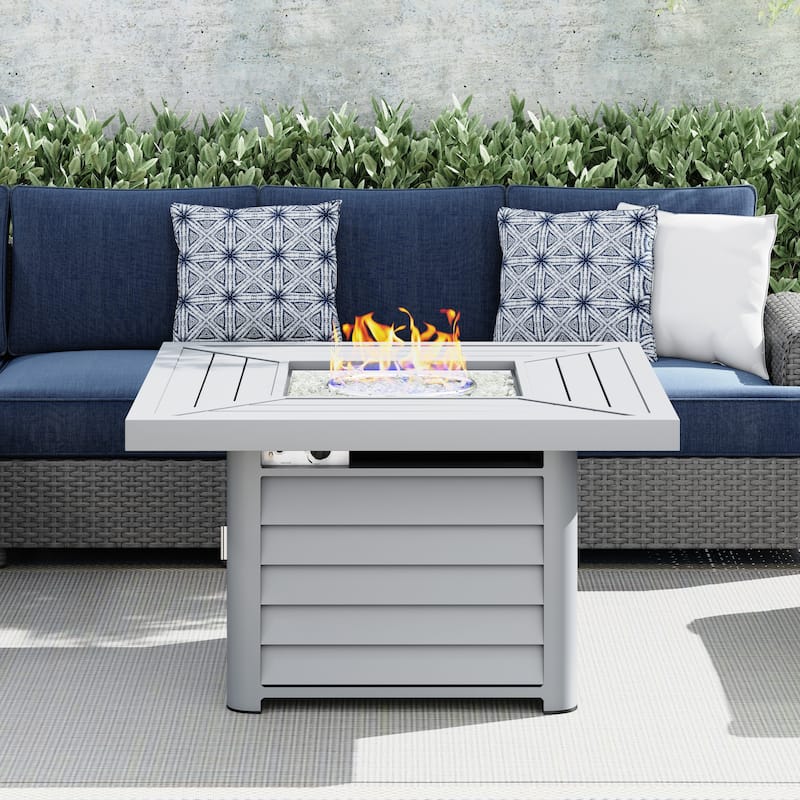 Corvus Abruzzo 42 Inch Square Aluminum Propane Fire Pit Table