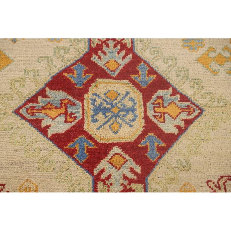 Geometric Kazak Rug Hand-Knotted Oriental Wool Carpet - 9'9"x 13'5"
