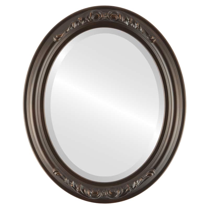Florence Framed Oval Mirror in Rubbed Bronze - Antique Bronze