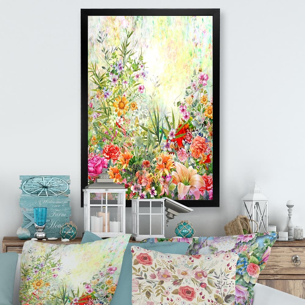 Designart "Vintage Spring Garden Flowers IV" Traditional Framed Wall Decor