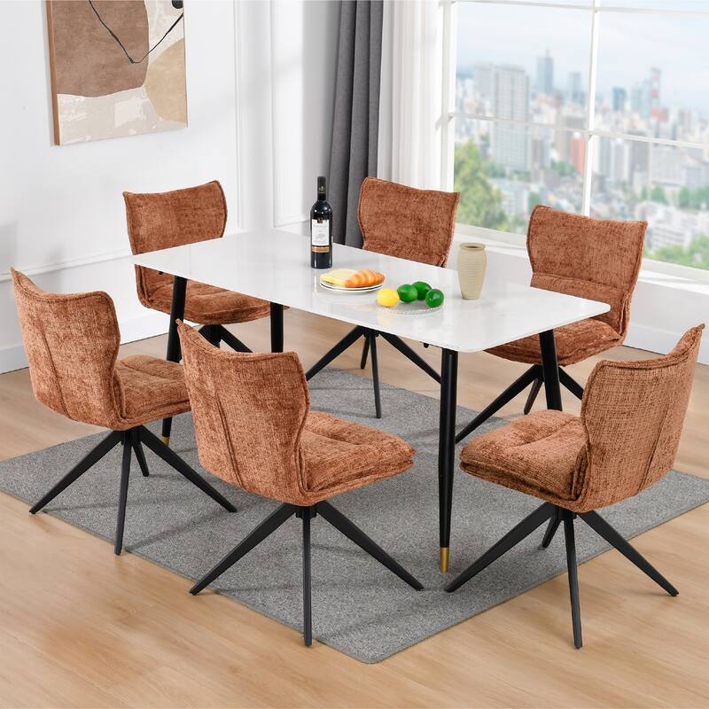 Modern Upholstered Swivel Dining Chairs Accent Side Chairs with Metal Legs