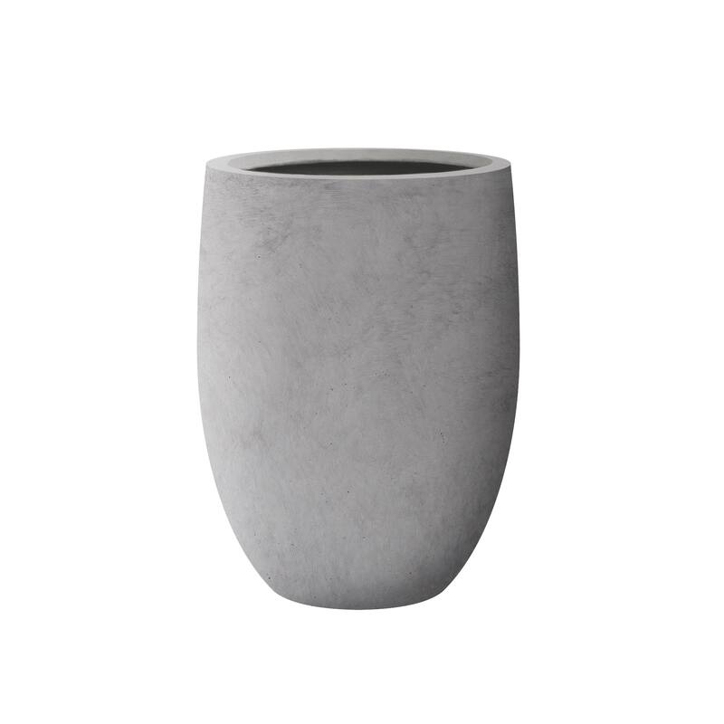 Kante Lightweight Concrete Outdoor Round Tall Planter, 21.7 Inch Tall - Natural Concrete