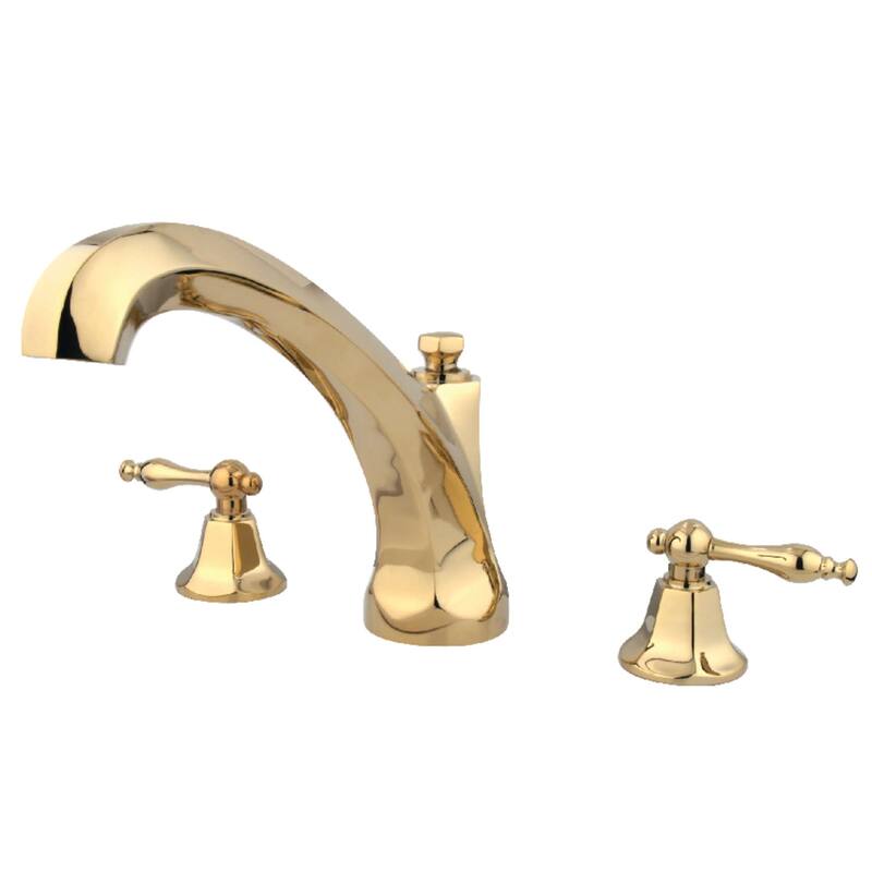 Kingston Brass Metropolitan Deck Mounted Roman Tub Filler with Lever - Polished Brass