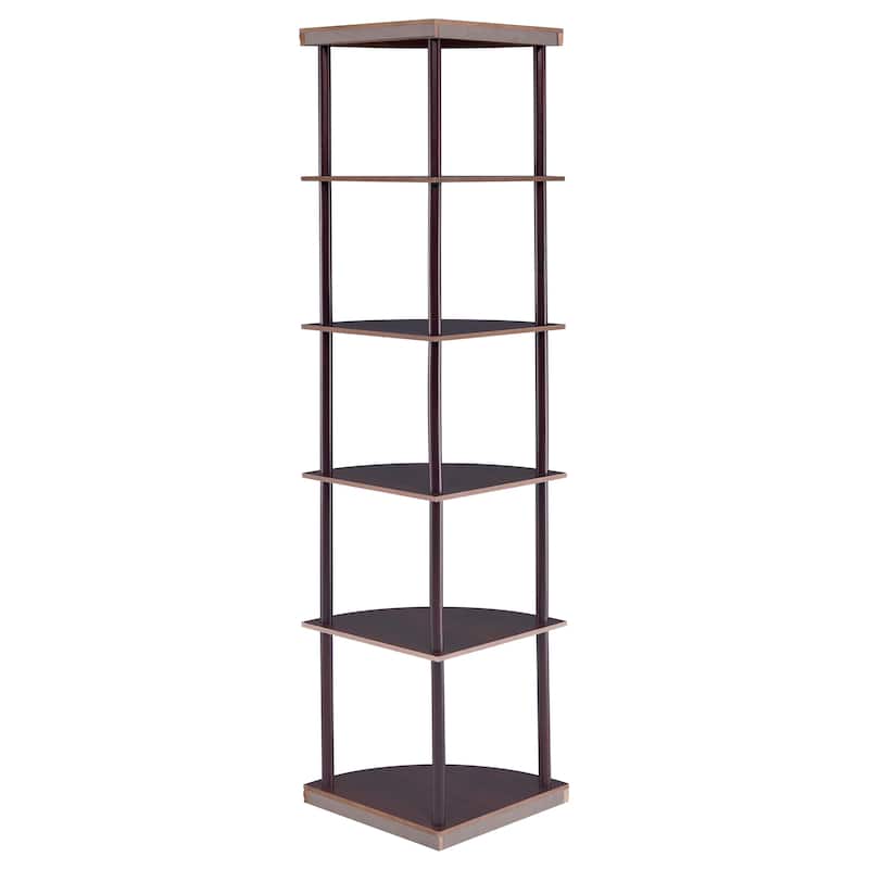 Bonwick 72-inch 5-shelf Corner Bookshelf Cappuccino - 15.75" x 15.75" x 71.75"