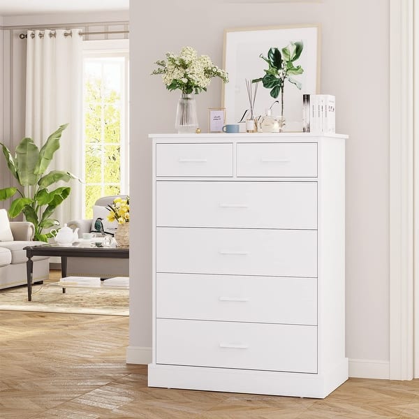 6 Drawer Dresser, Wood Storage Tower Clothes Organizer, Tall Chest of 6  Drawers, Large Capacity Storage Cabinet, White Dresser - Bed Bath & Beyond  - 38190609