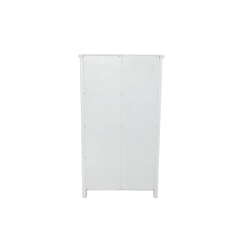 Tall Tower Accent Cabinet with Carved Doors, Multi-Functional Wood Buffet Cabinet, Storage Cabinet with 2 Doors & 2 Drawers