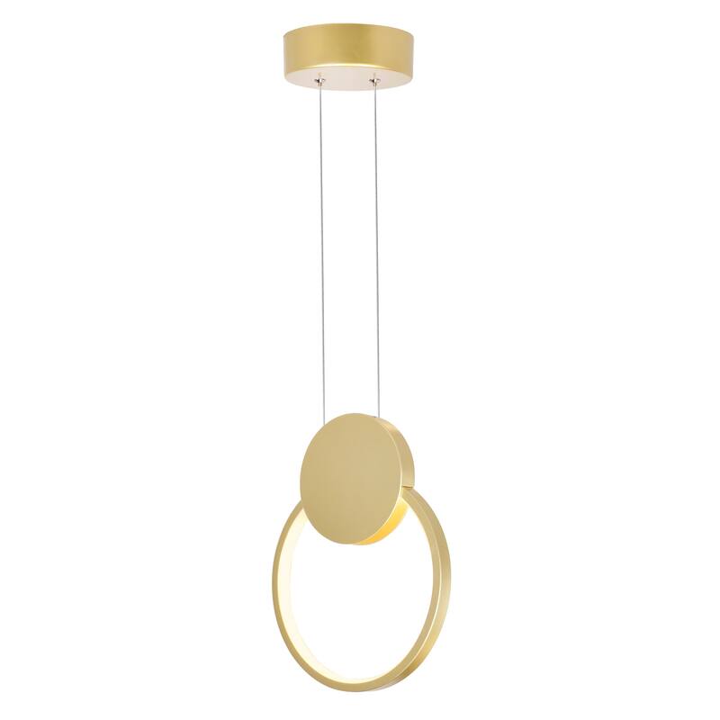 Pulley 8 in LED Satin Gold Mini Pendant - Satin Gold - Satin Gold