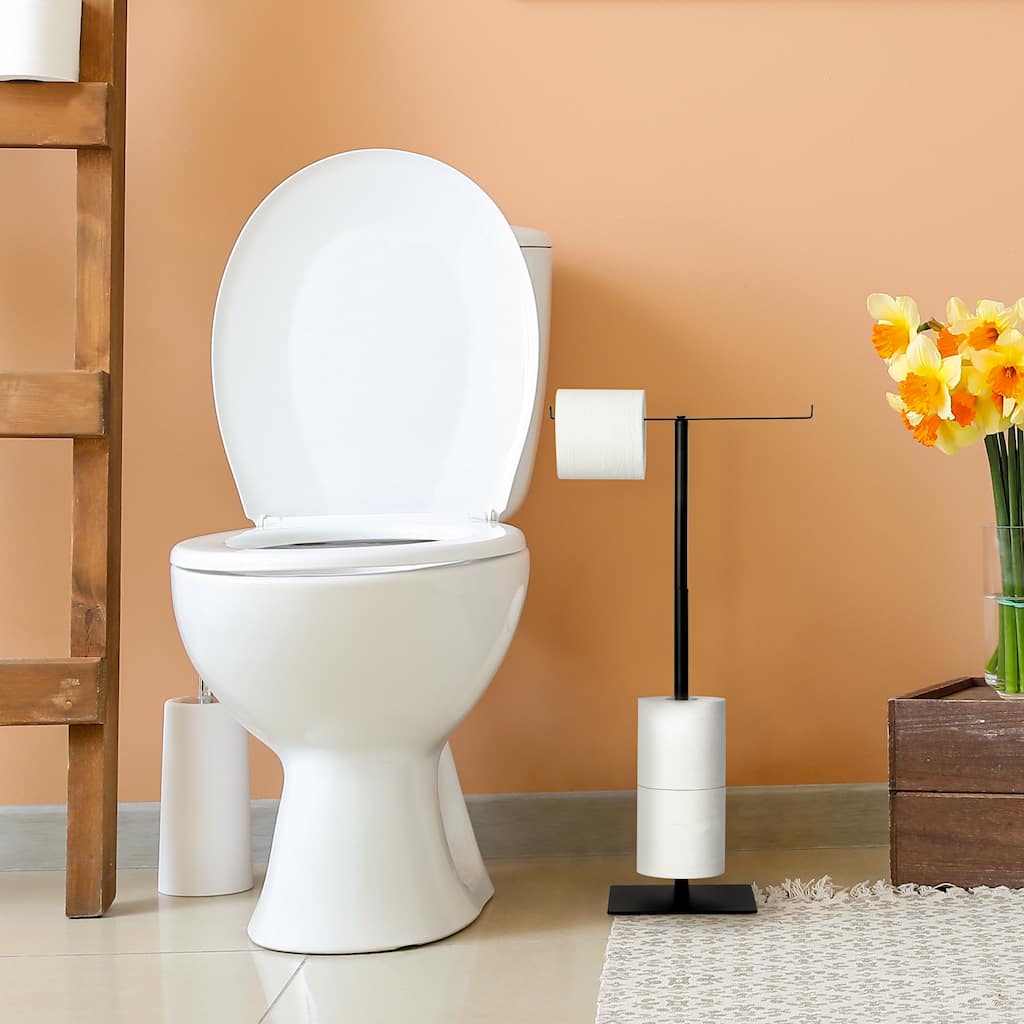 Toilet Paper Holder with Top Storage Shelf for Bathroom