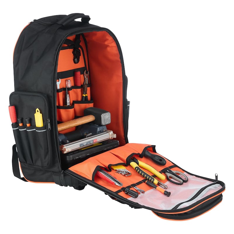 Heavy Duty Rolling Tool Bag with 72 Pockets for Easy Organization - 17.7 x 10.82 x 22 in