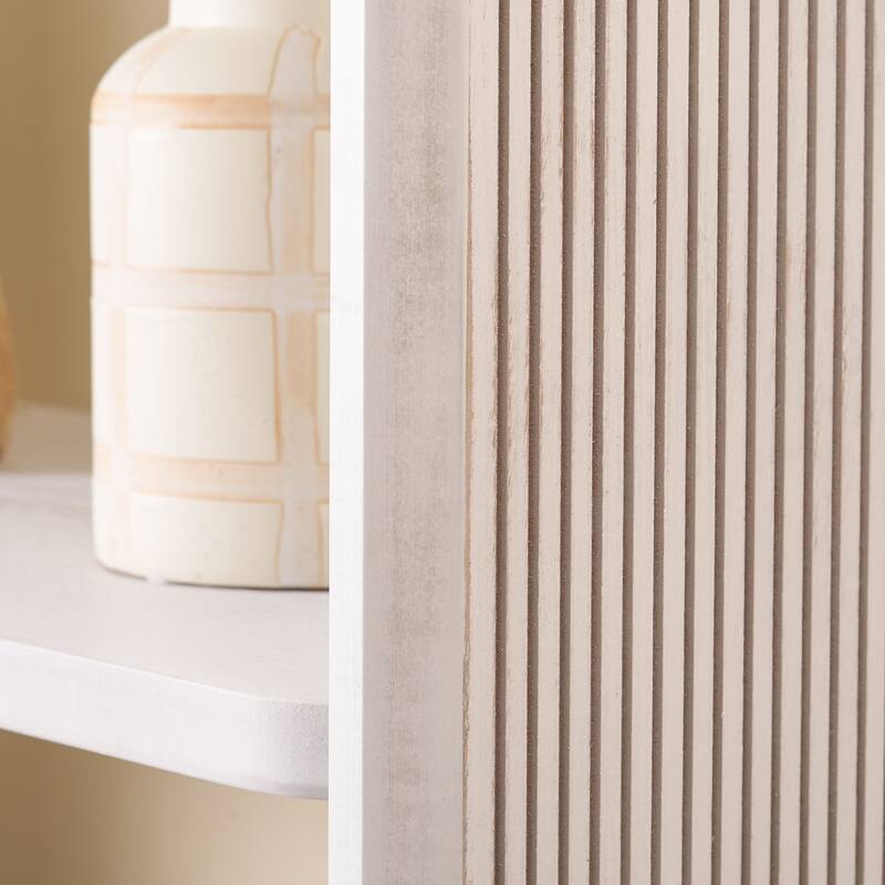 SAFAVIEH Girtha Ribbed Etagere Bookshelf - 31.5 In. W x 11.8 In. D x 66.5 In. H - 31Wx12Dx67H - White Wash