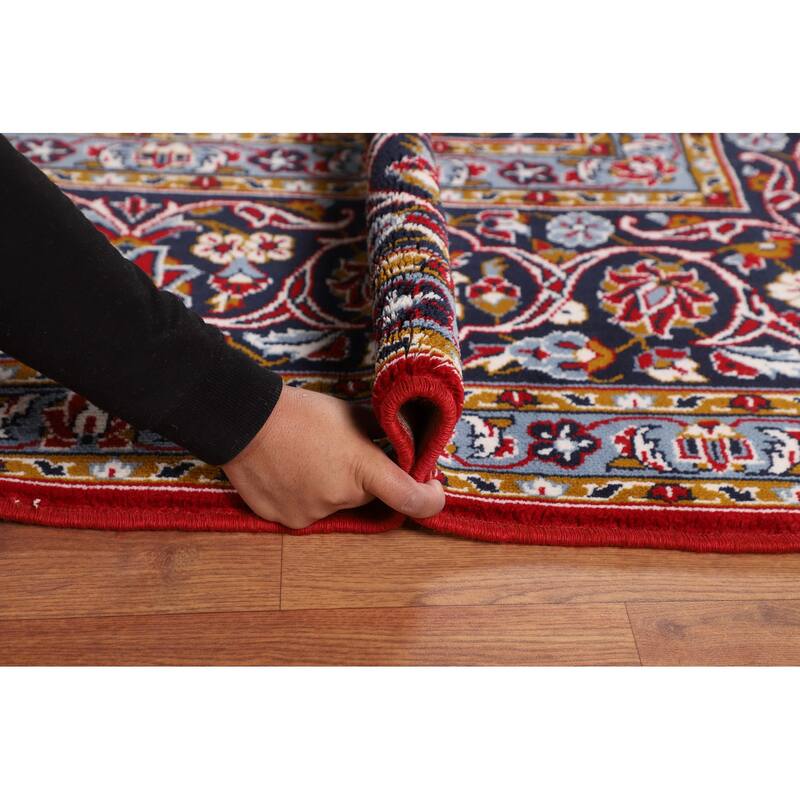 Floral Red Kashan Turkish Area Rug Machine Made Carpet - 9'6" x 12'6"