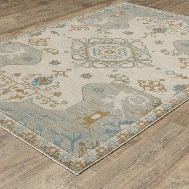 Meadow Bohemian Old World Inspired Grey/ Blue Area Rug