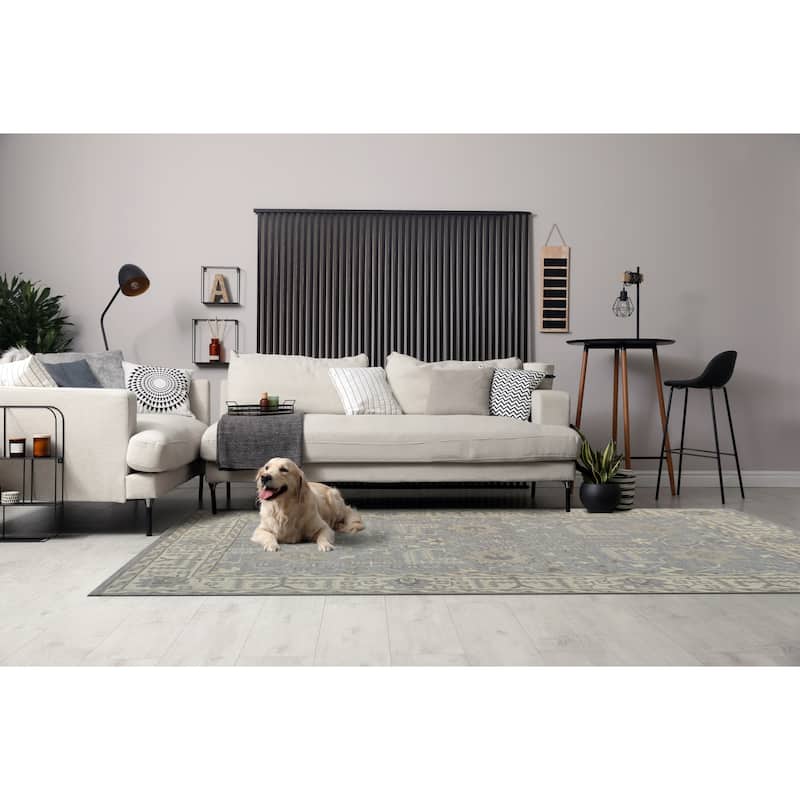 Hand Knotted Wool Gray Traditional Oriental Oushak Rug - 6' x 9' - 6' x 9' - Gray
