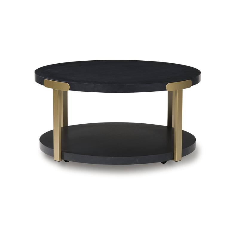 Signature Design by Ashley Shylore Black/Gold Table (Set of 3) - 37"W x 37"D x 18"H