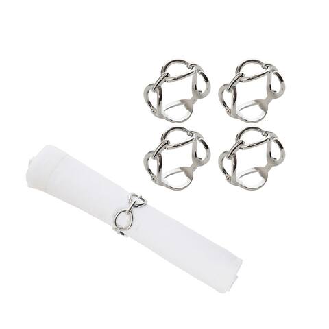 Silver Chain Link Napkin Ring Set of 4 - 5" x 3.43" x 1.89"