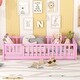 preview thumbnail 16 of 23, Twin Size Bed Floor Bed with Safety Guardrails and Door for Kids Pink