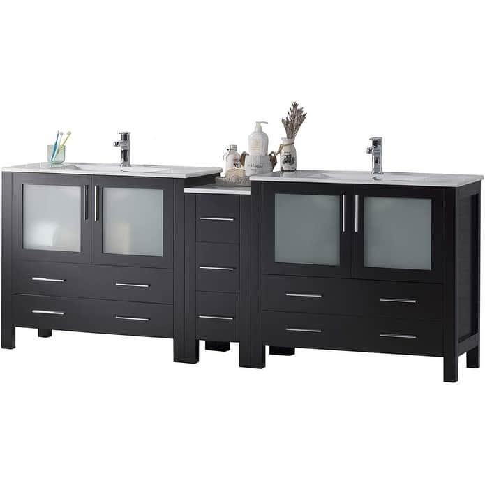 Blossom Sydney 84 Inch Solid Wood Double Sink Vanity with Side Cabinet