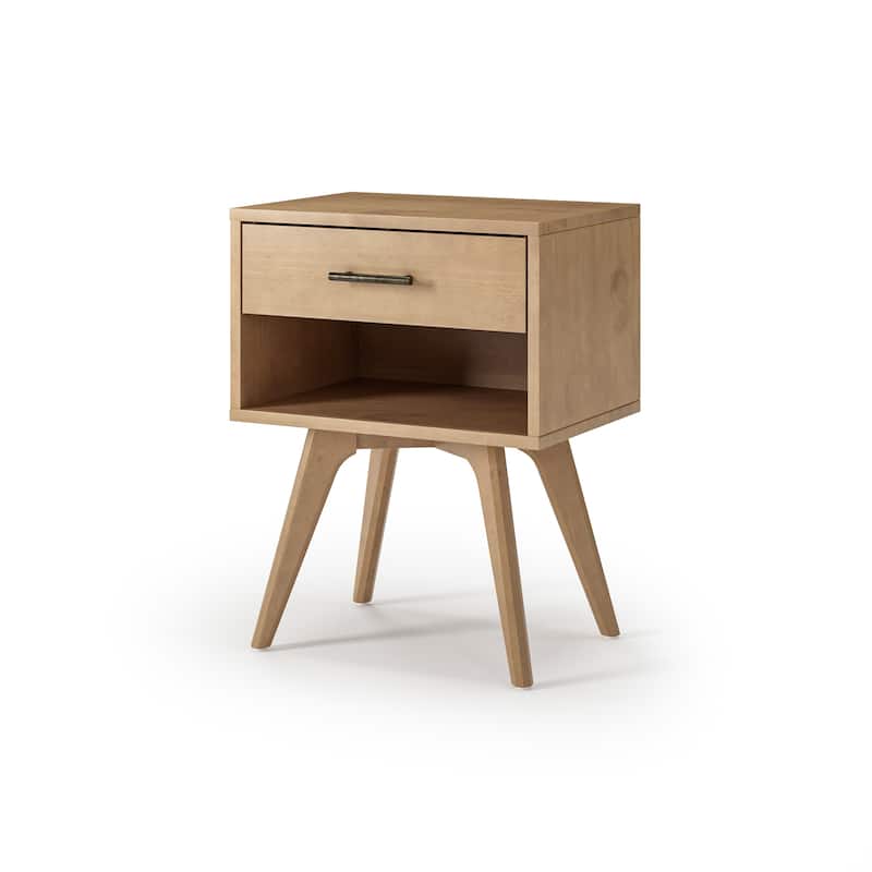 Mid Century Modern One Drawer Nightstand - White Finish